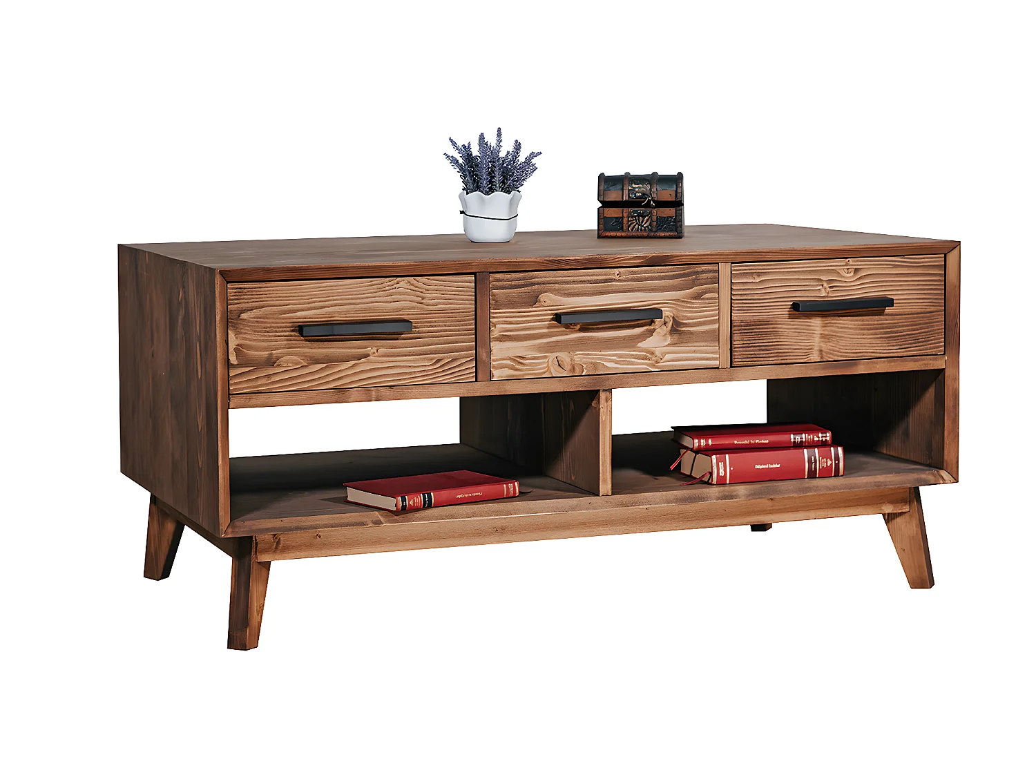 Table basse 3 tiroirs 2 niches Nostalgie - Bois