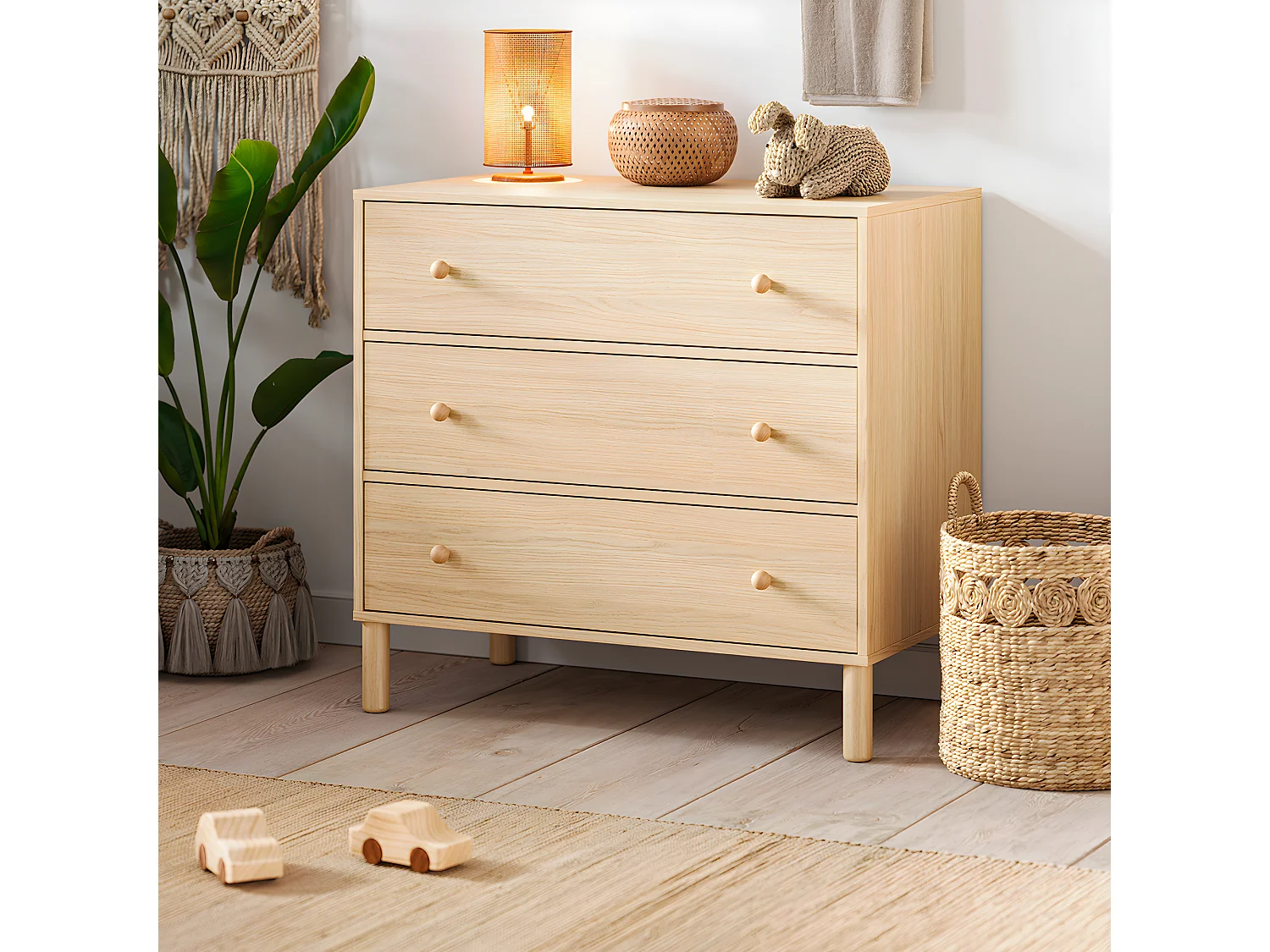 Commode 3 tiroirs Tela - Bois de chêne