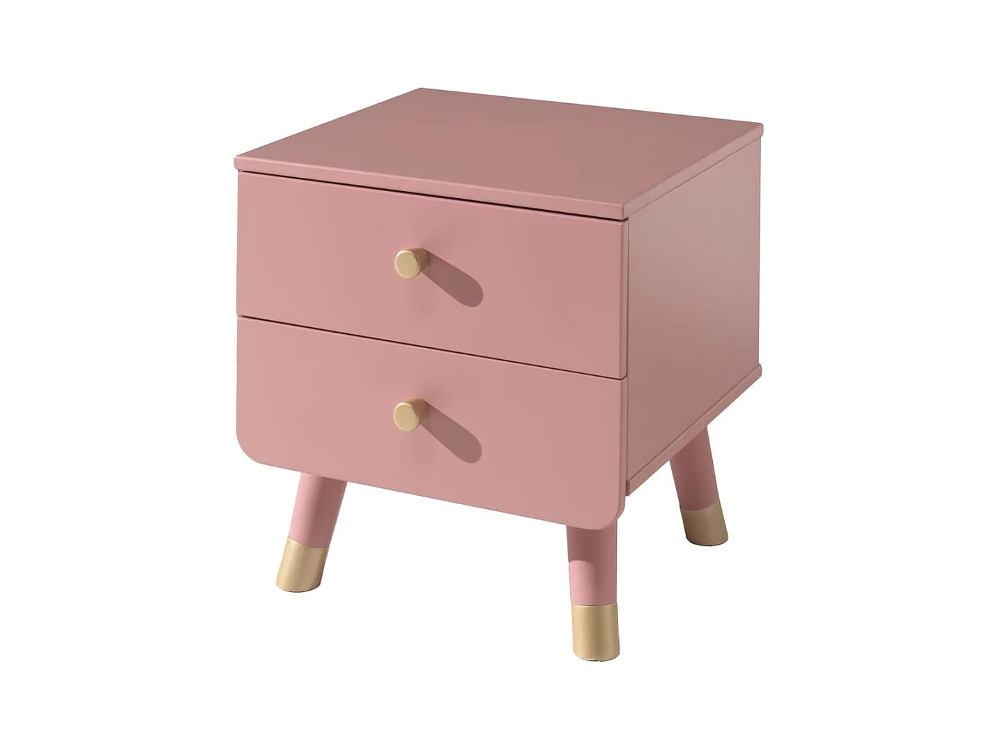 Table de Chevet Enfant 2 Tiroirs "Billy" 43cm Rose