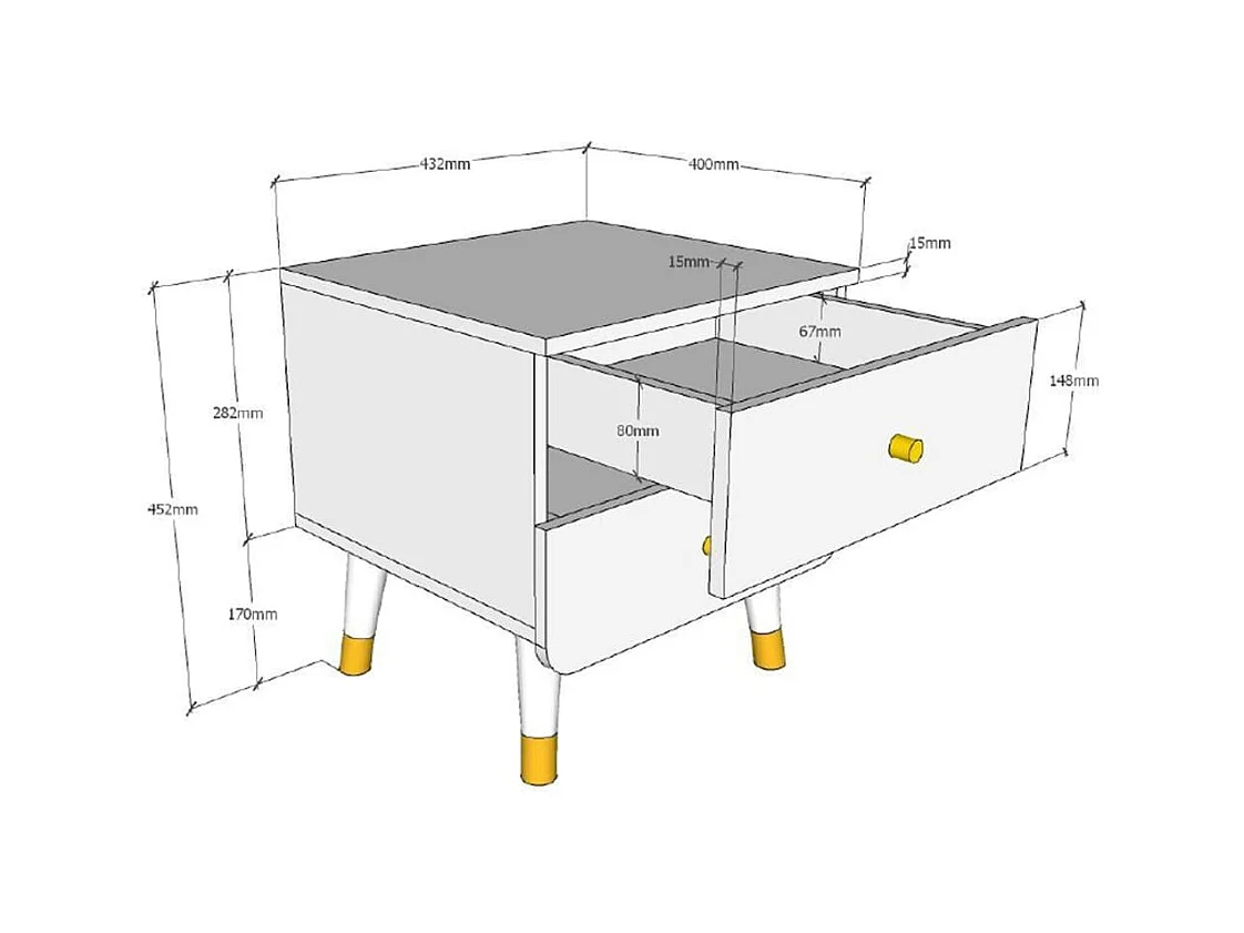 Table de Chevet Enfant 2 Tiroirs "Billy" 43cm Rose