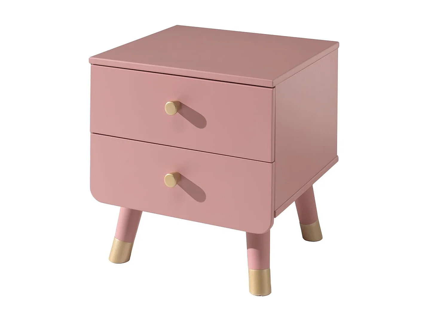 Table de Chevet Enfant 2 Tiroirs "Billy" 43cm Rose
