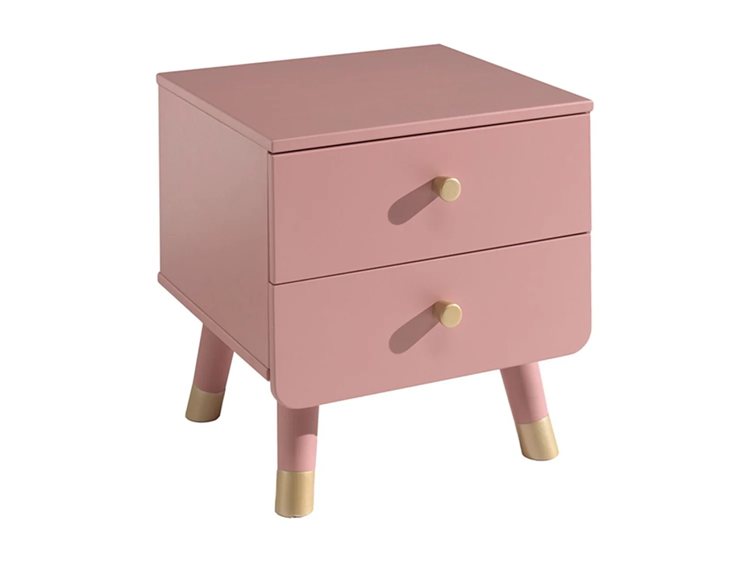 Table de Chevet Enfant 2 Tiroirs "Billy" 43cm Rose
