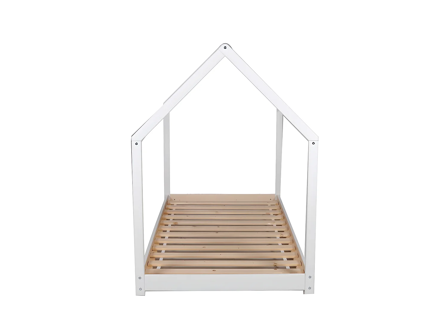 Lit cabane PANDA 90x190 + 1 sommier + barrière /Blanc