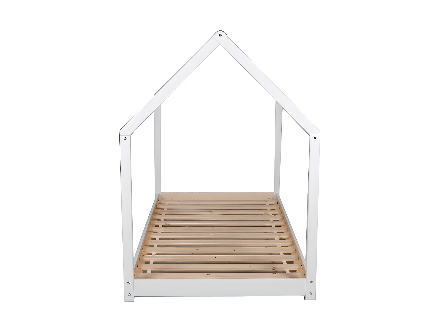 Lit cabane PANDA 90x190 + 1 sommier + barrière /Blanc