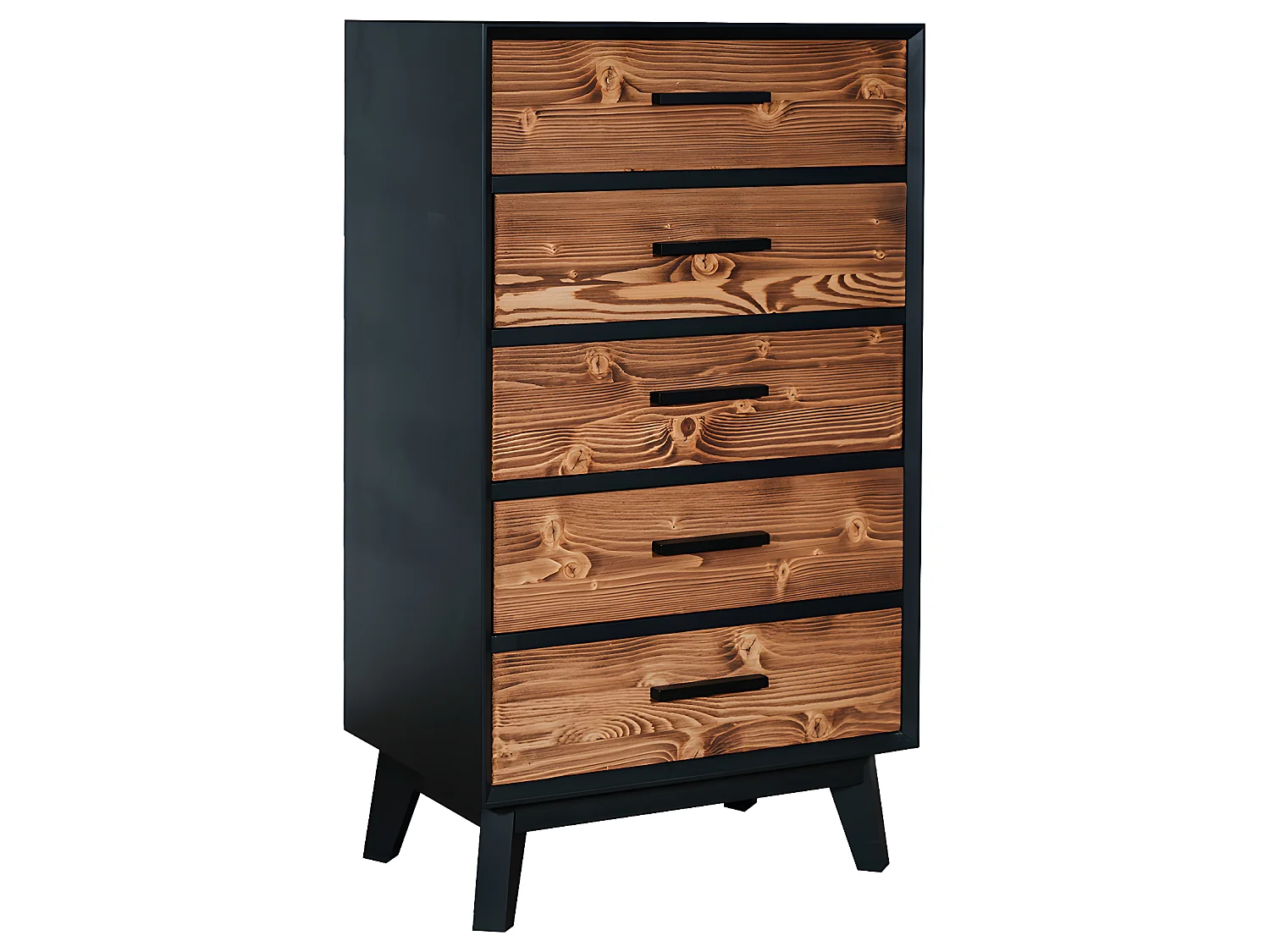 Chiffonnier 5 tiroirs Nostalgie - Noir et bois