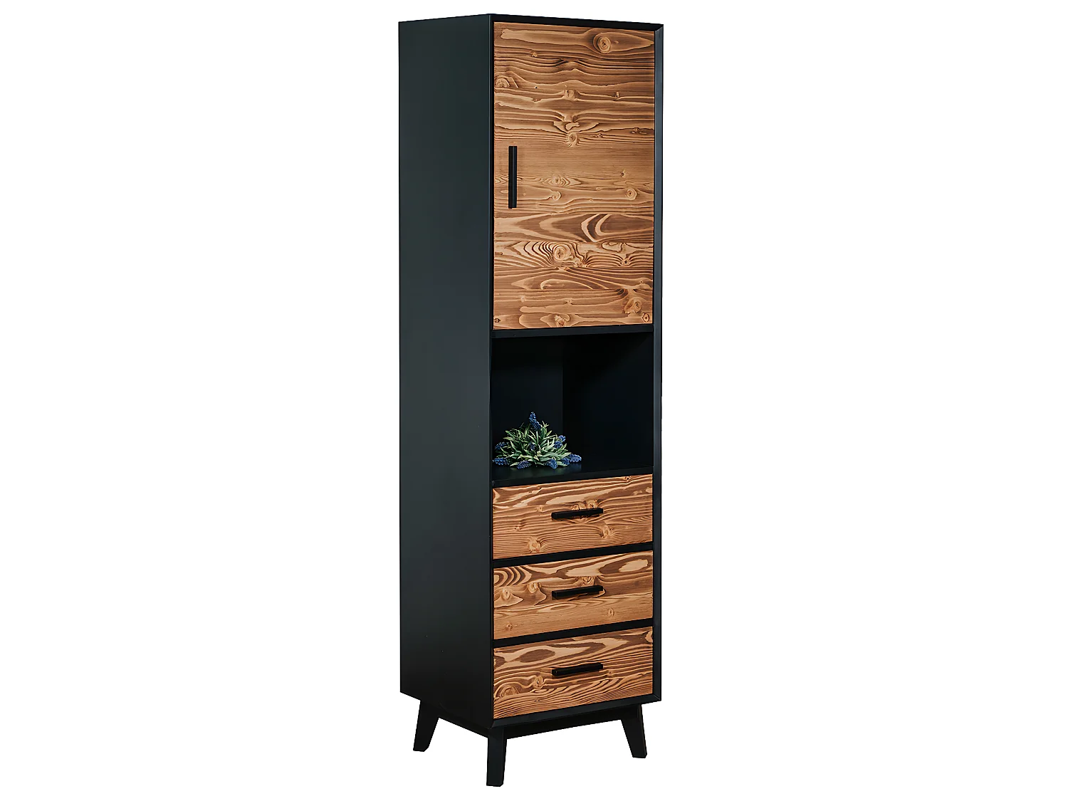 Nostalgie 1-deurs 3-lade 1-nis dressoir - Zwart en hout