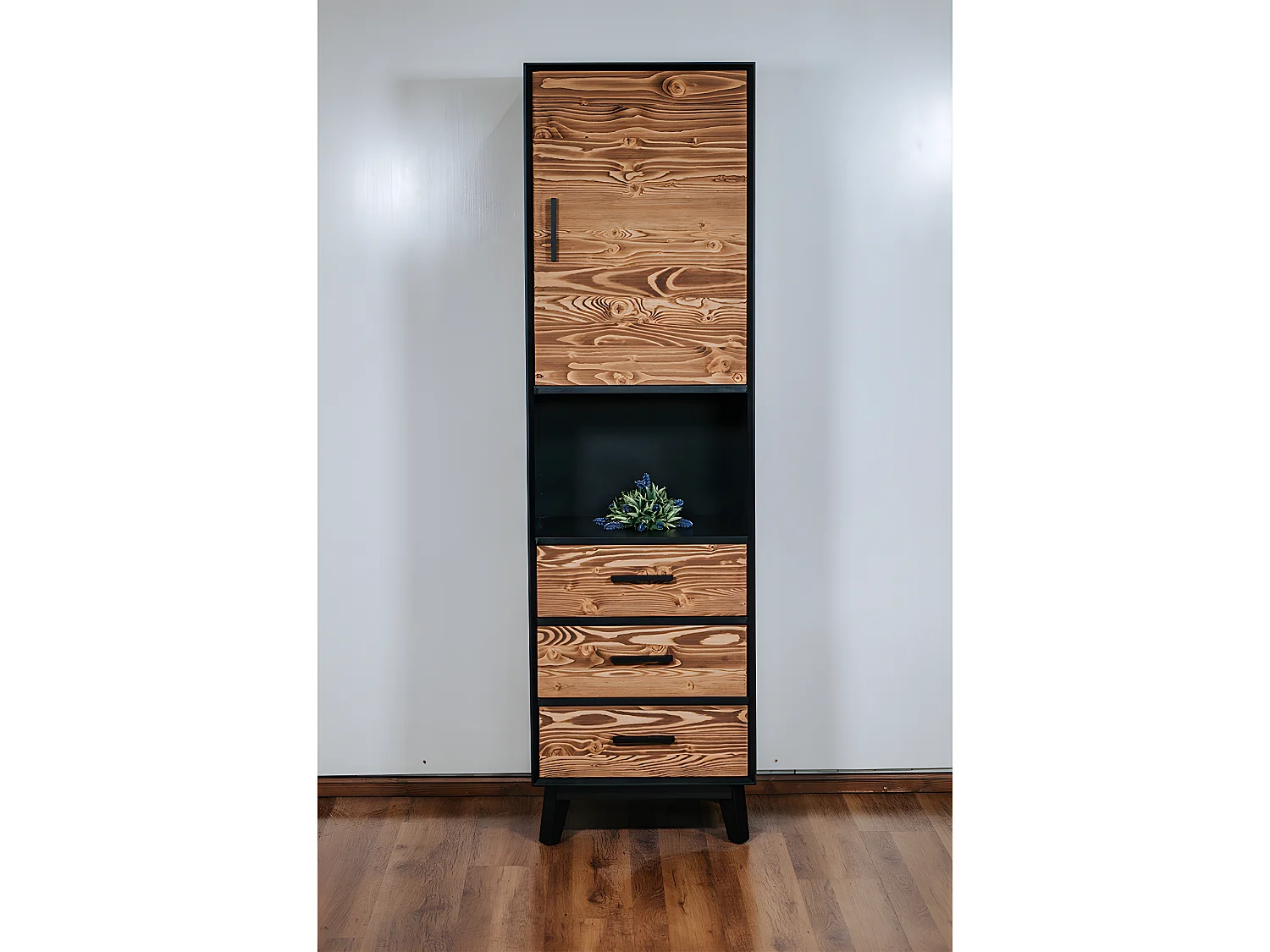 Nostalgie 1-deurs 3-lade 1-nis dressoir - Zwart en hout