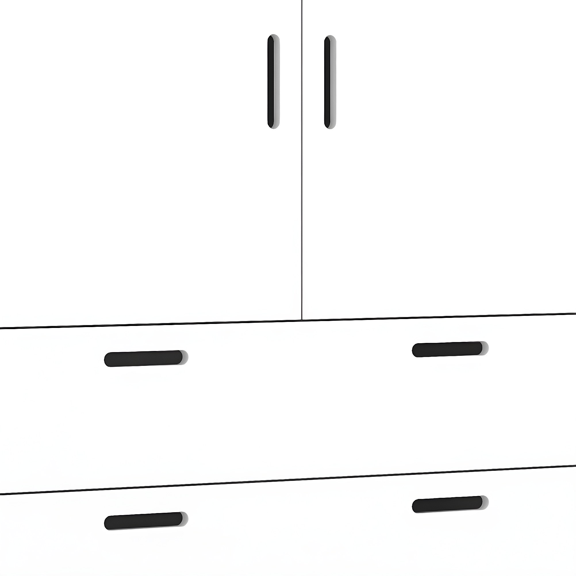 Armoire 2 portes 2 tiroirs Mia Blanc et Bois