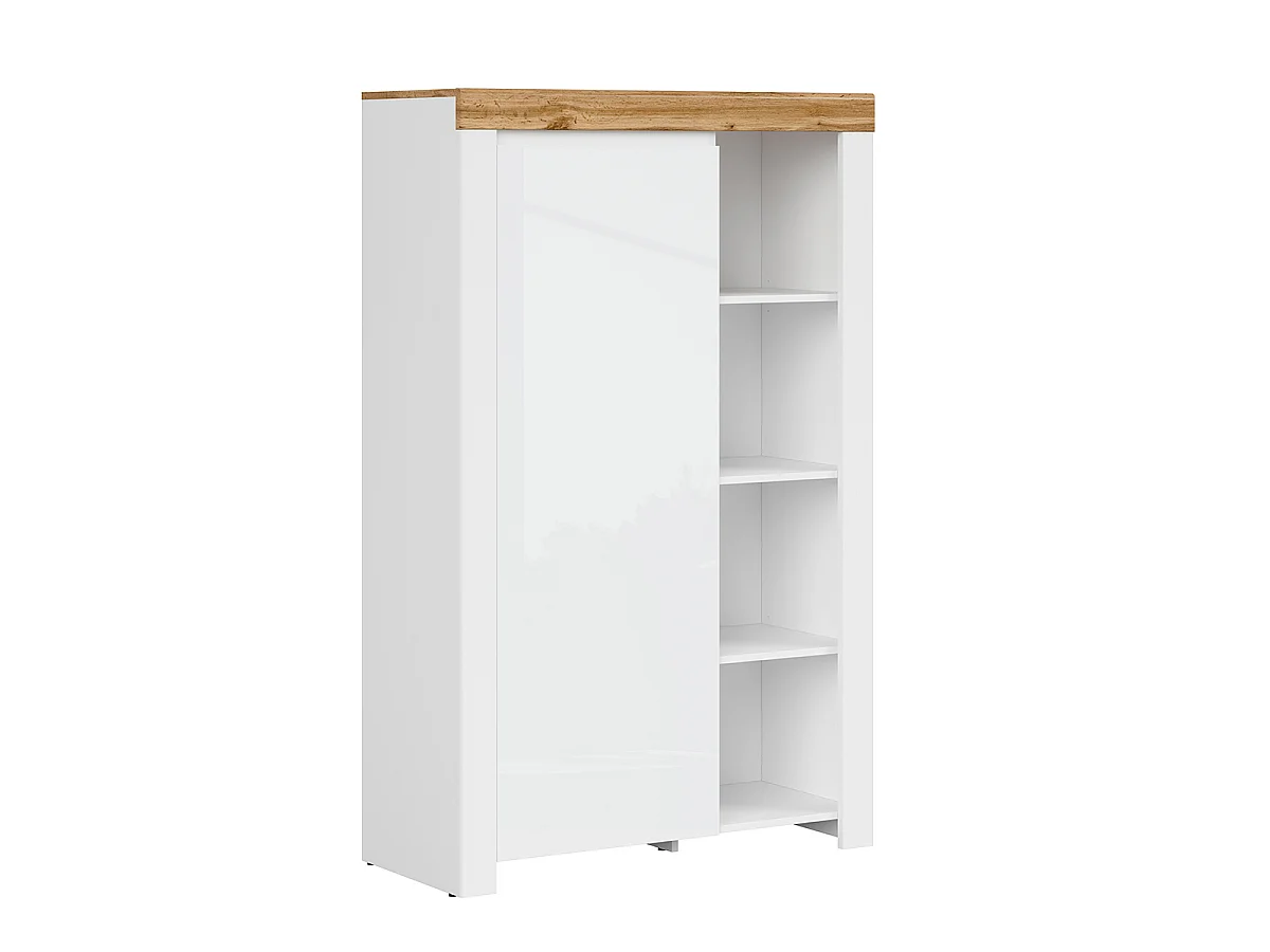Bibliothèque 1 porte Hella Blanc et Bois