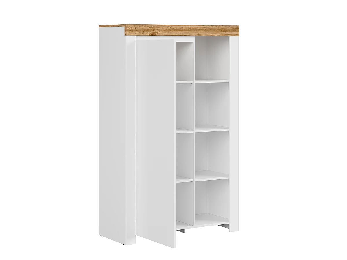 Bibliothèque 1 porte Hella Blanc et Bois