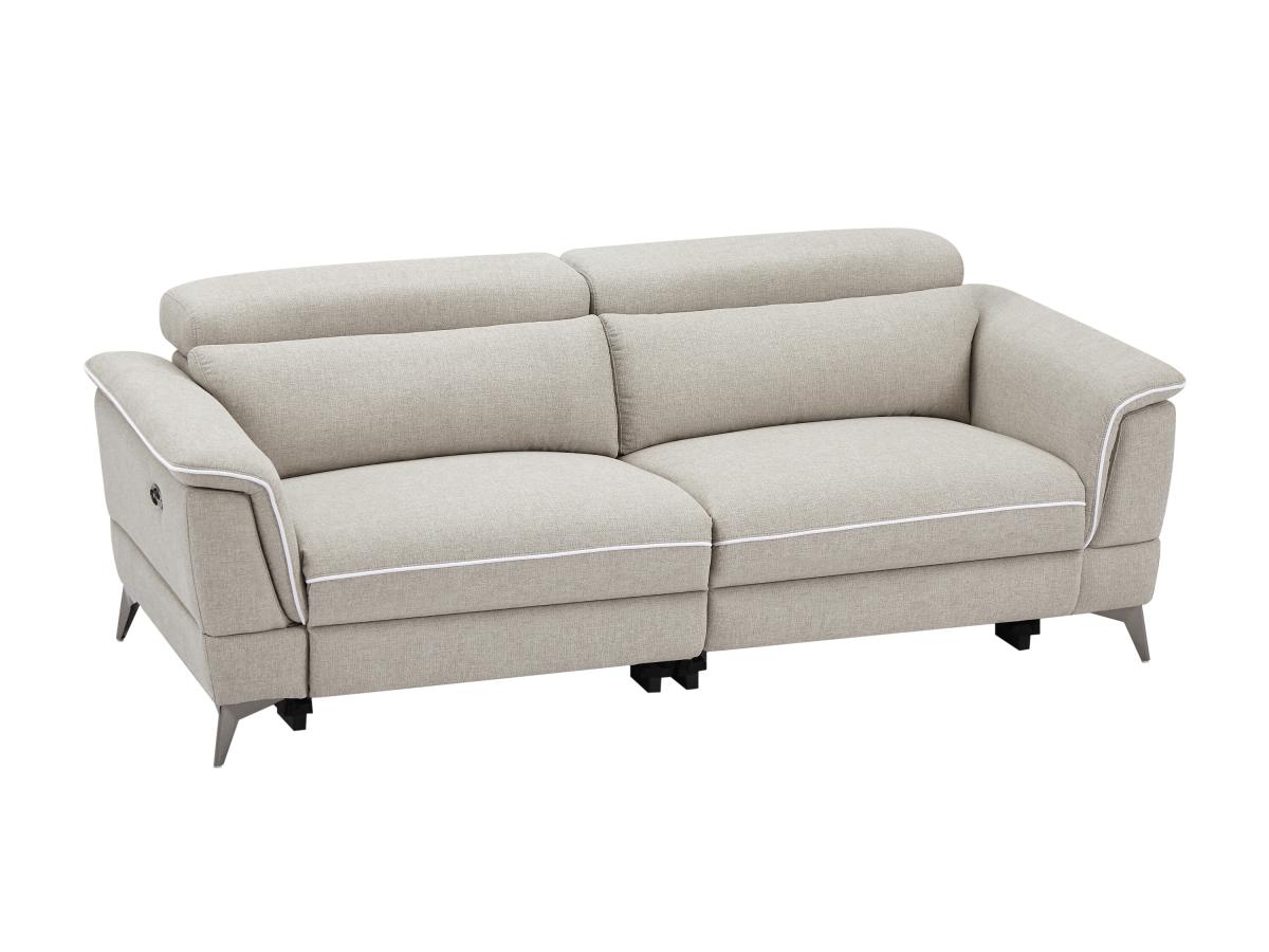 Relaxsofa elektrisch 3-Sitzer - Stoff - Beige - MACARI günstig online kaufen