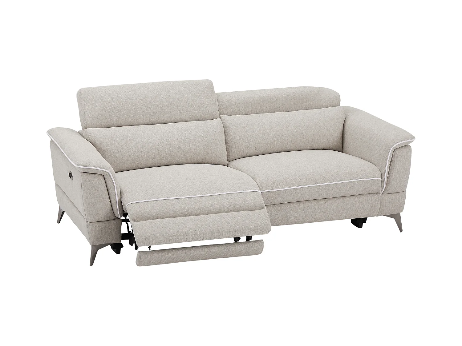 Kanapa 3-osobowa z elektryczną funkcją relax i beżową tapicerką - MACARI