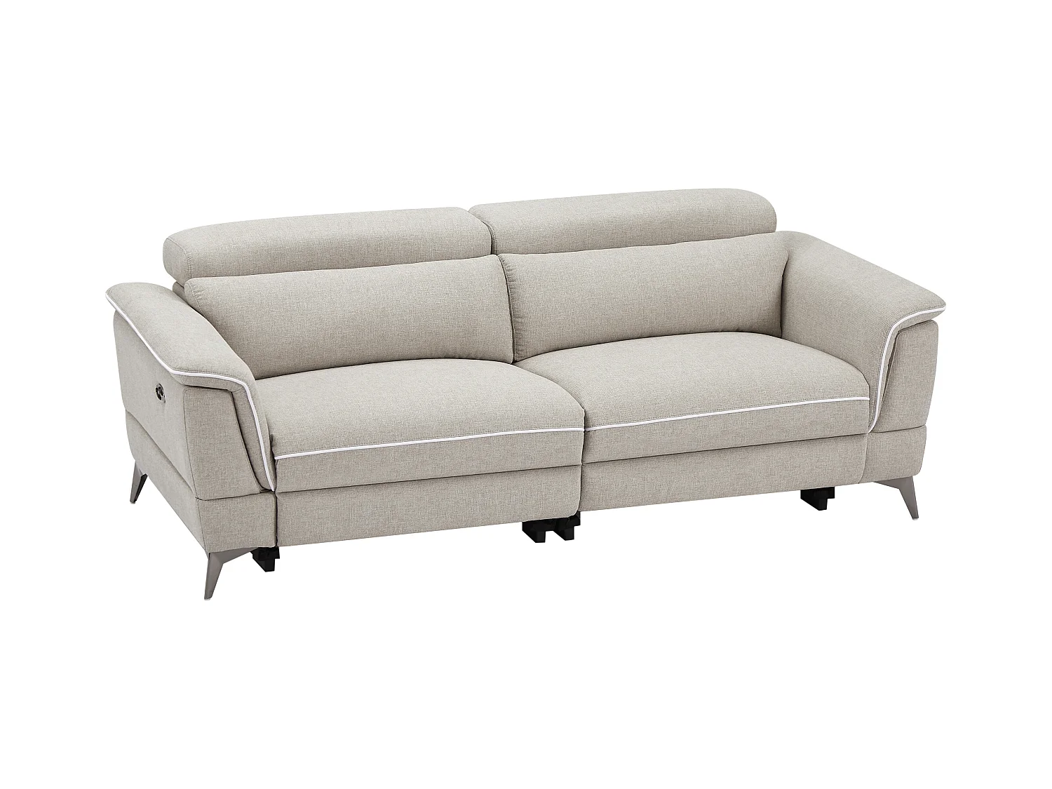 Sofá 3 plazas relax eléctrico de tela beige MACARI