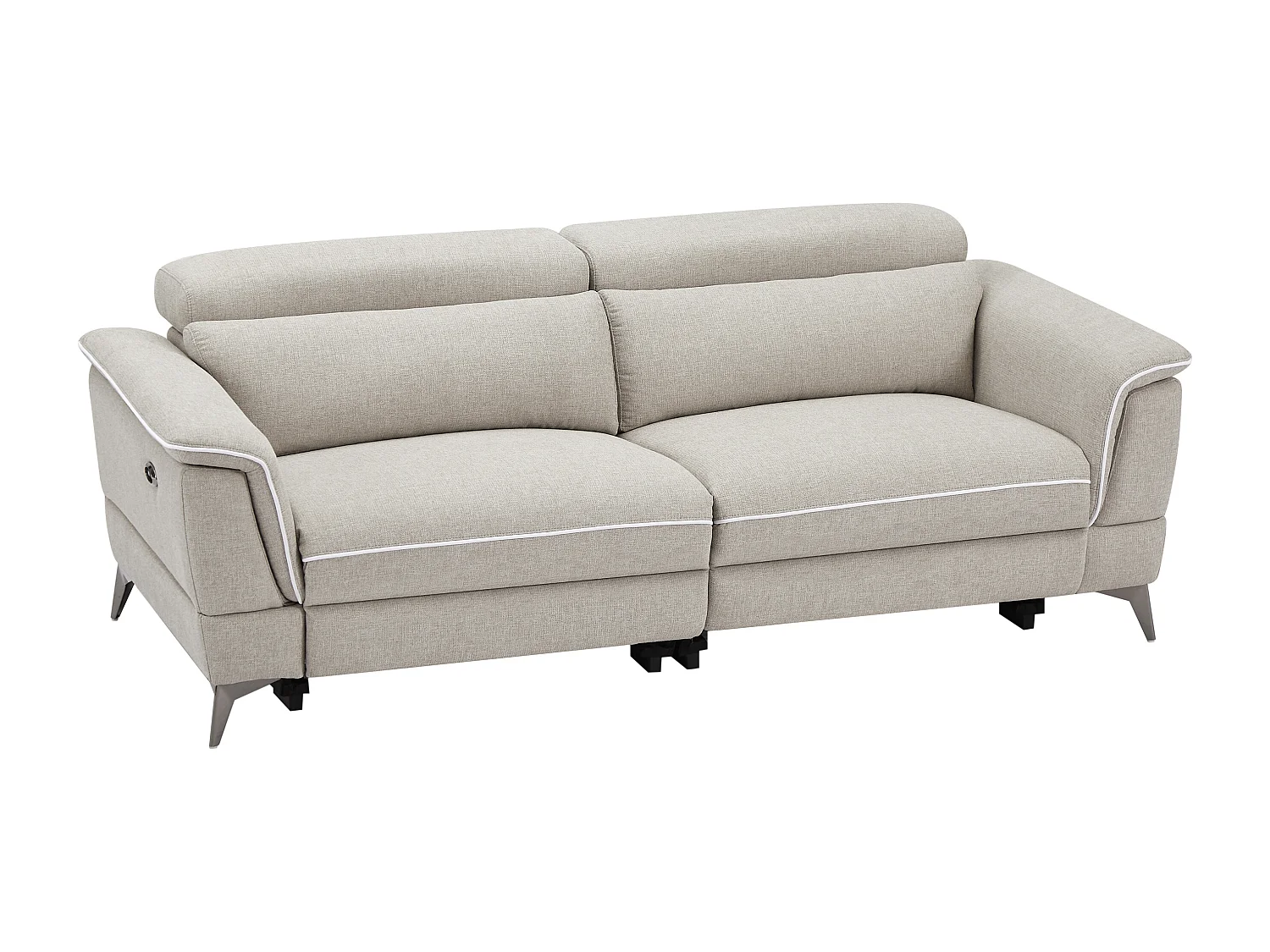 Elektrische relax-zitbank met 3 plaatsen in beige stof MACARI