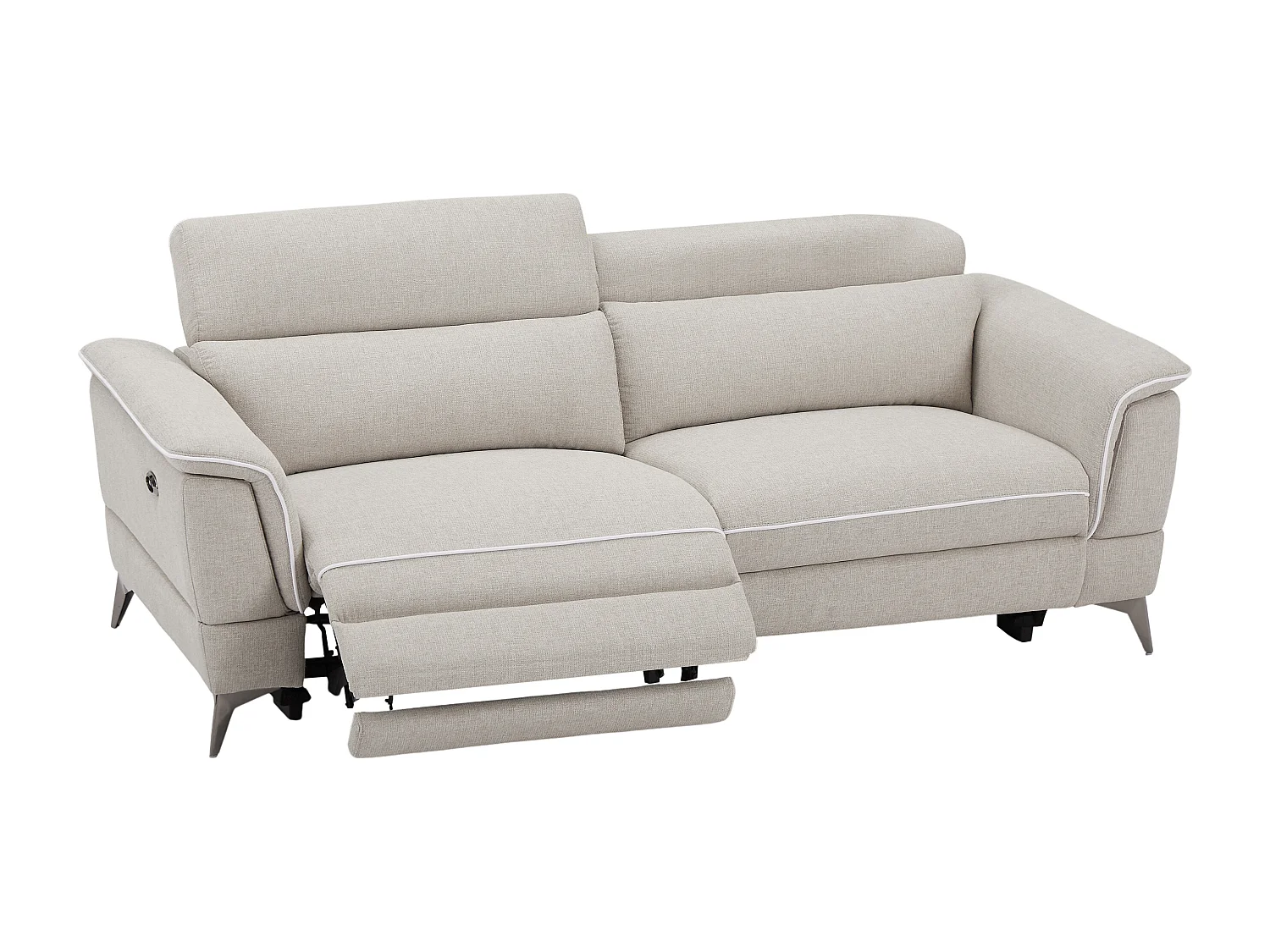 Elektrische relax-zitbank met 3 plaatsen in beige stof MACARI