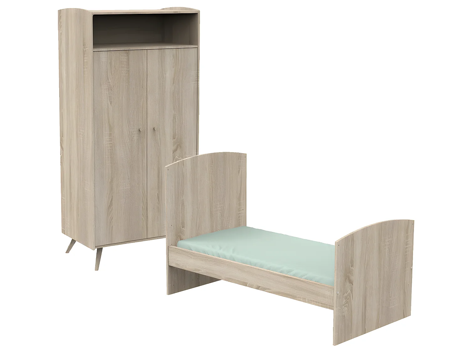 Lit évolutif 70x140 et armoire Access - Bois de chêne