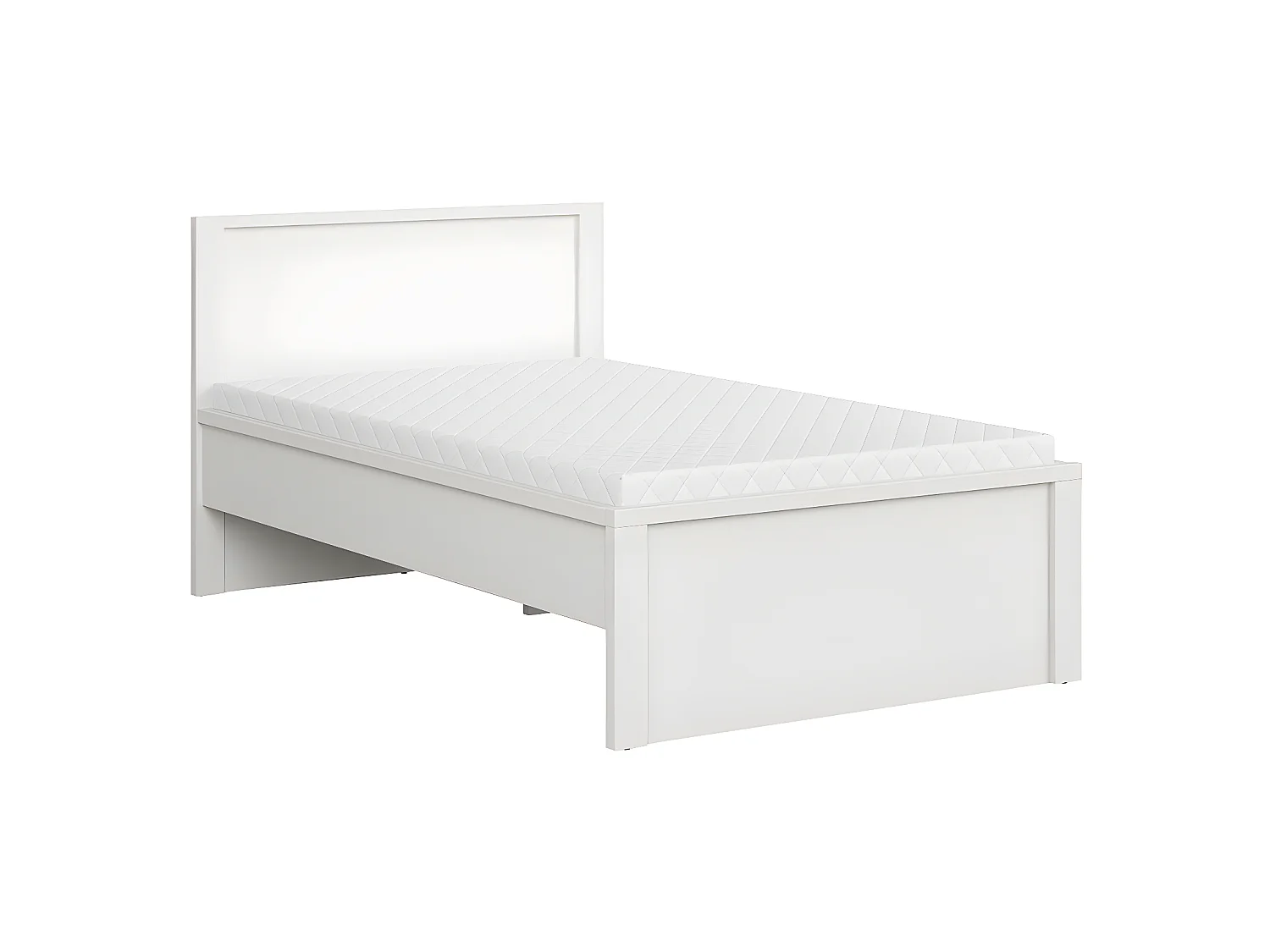 Lit 120x200 tête de lit haut Soren Blanc