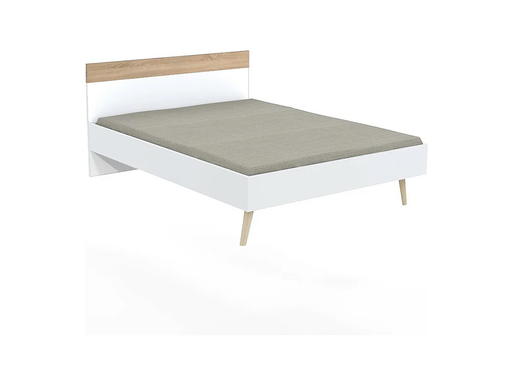 Lit CAMPER 140x190 cm / Décor Chêne blanchi et blanc