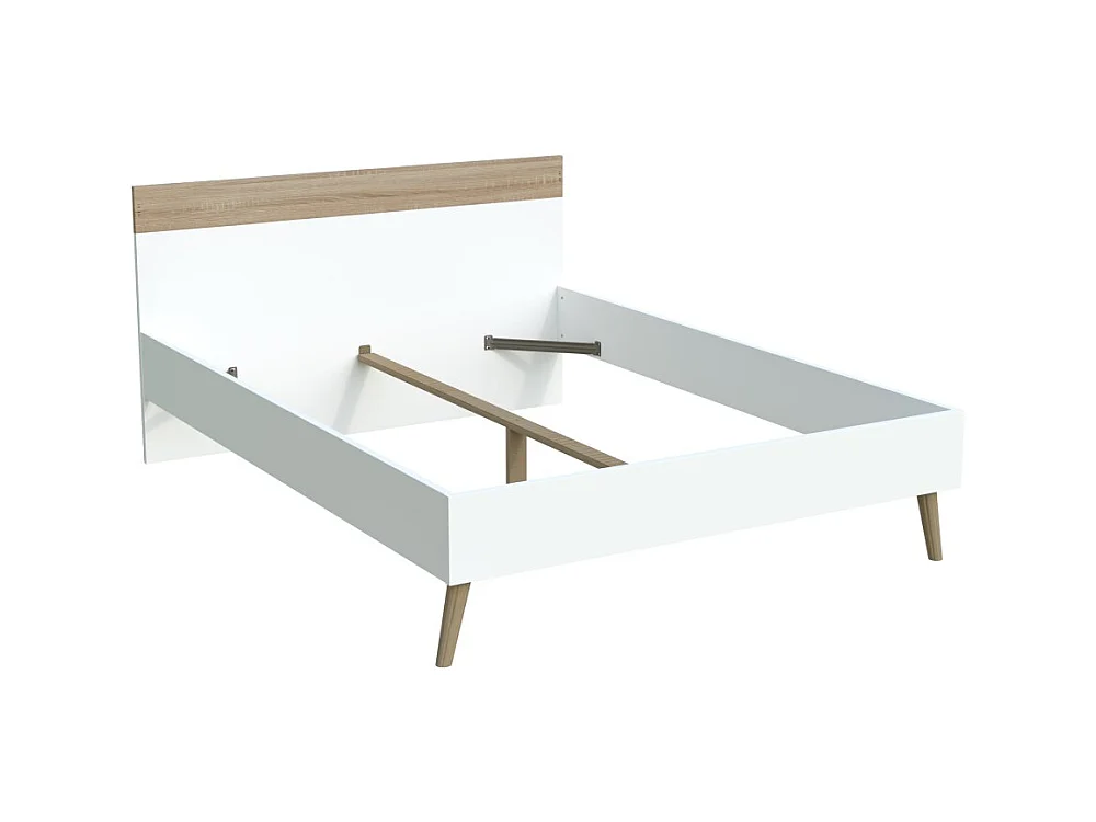 Lit CAMPER 140x190 cm / Décor Chêne blanchi et blanc