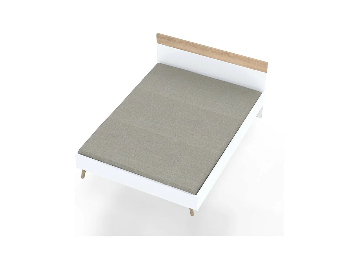 Lit CAMPER 140x190 cm / Décor Chêne blanchi et blanc