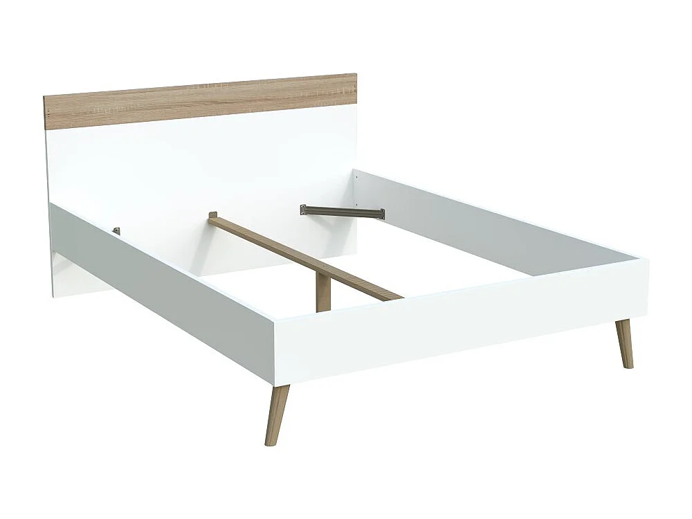 Lit CAMPER 140x190 cm / Décor Chêne blanchi et blanc