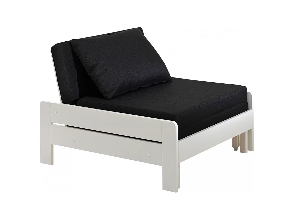 Sillón convertible 80x200 cm pino macizo lacado blanco Pino