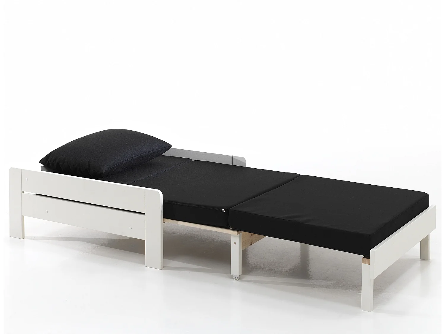 Converteerbare fauteuil 80x200 cm massief grenen wit gelakt Pino