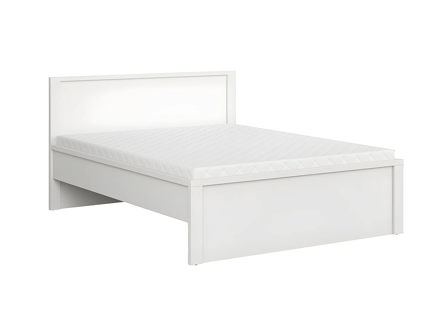 Lit 160x200 tête de lit haut Soren Blanc
