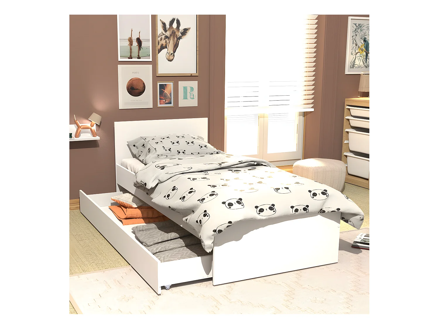 Lit OSLO 90x190 + 1 tiroir / Blanc