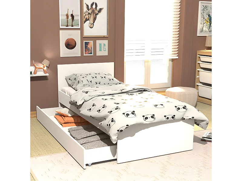 Lit OSLO 90x190 + 1 tiroir / Blanc