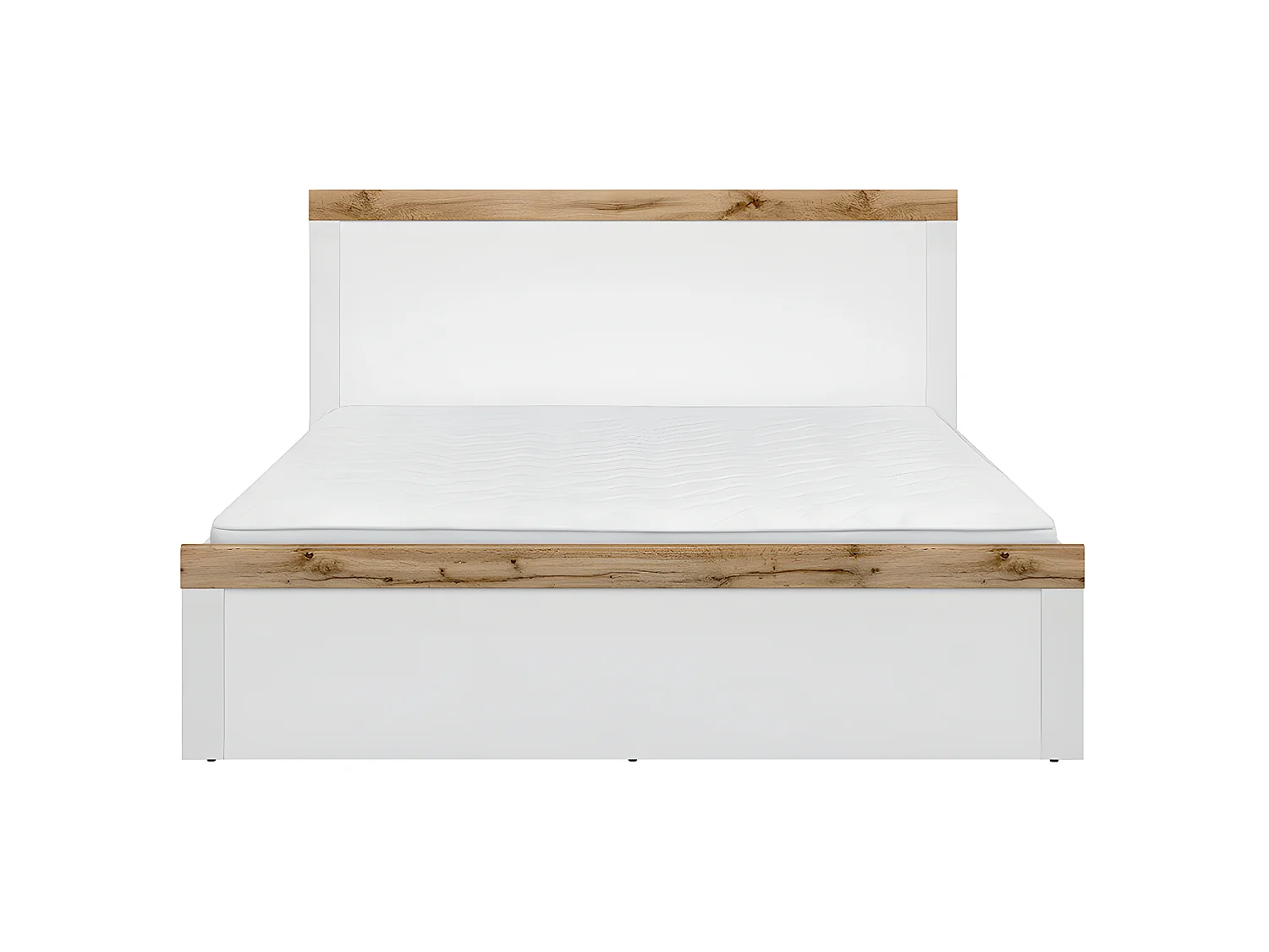 Cama de casal Hella branco e madeira 160x200