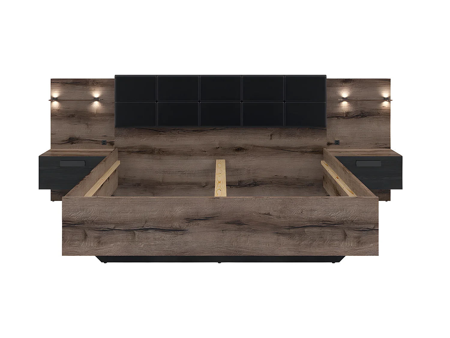 Romane Bois 180x200 LED nachtkastje en USB-aansluiting inbegrepen