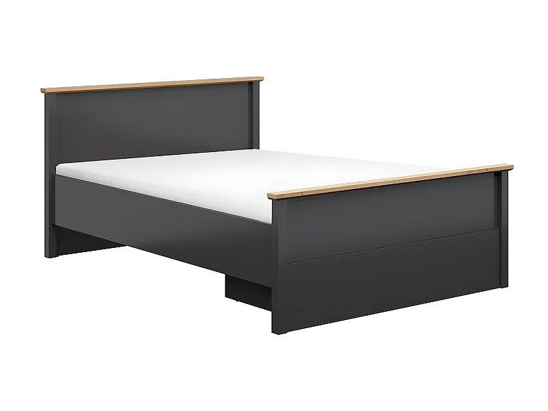 Letto matrimoniale Duck grigio antracite e marrone effetto rovere 140x200cm