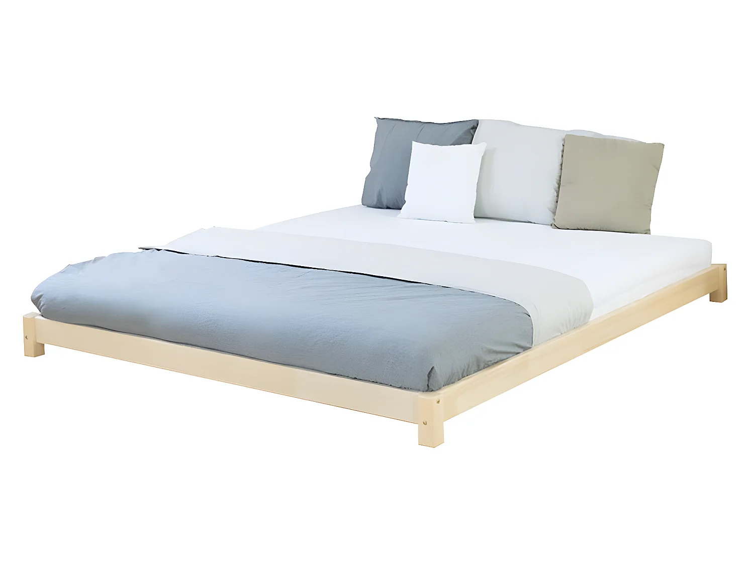 Lit double 160x200 style Tatami - Bois
