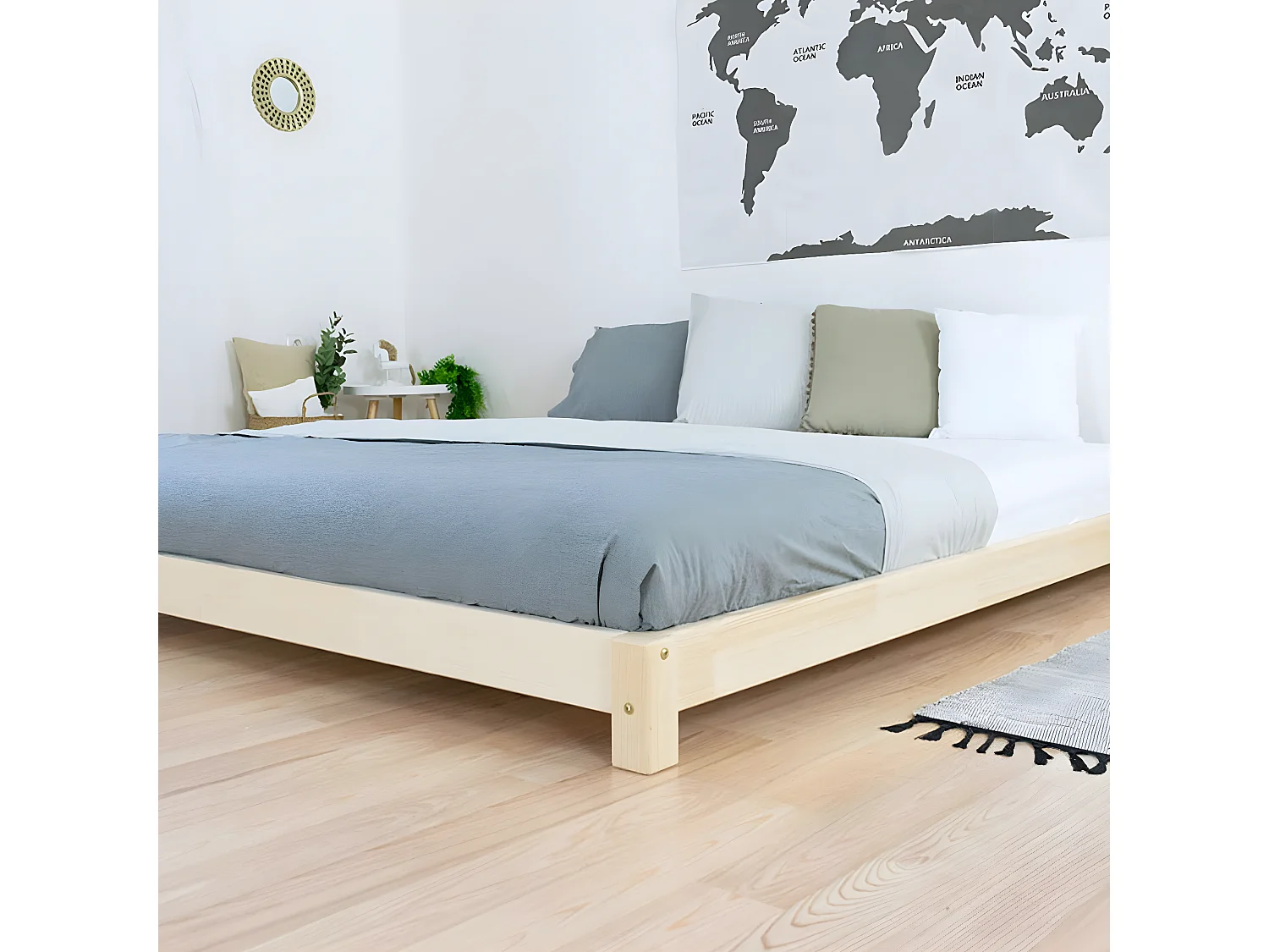 Lit double 160x200 style Tatami - Bois