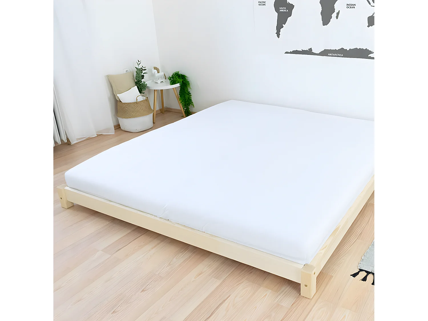 Lit double 160x200 style Tatami - Bois