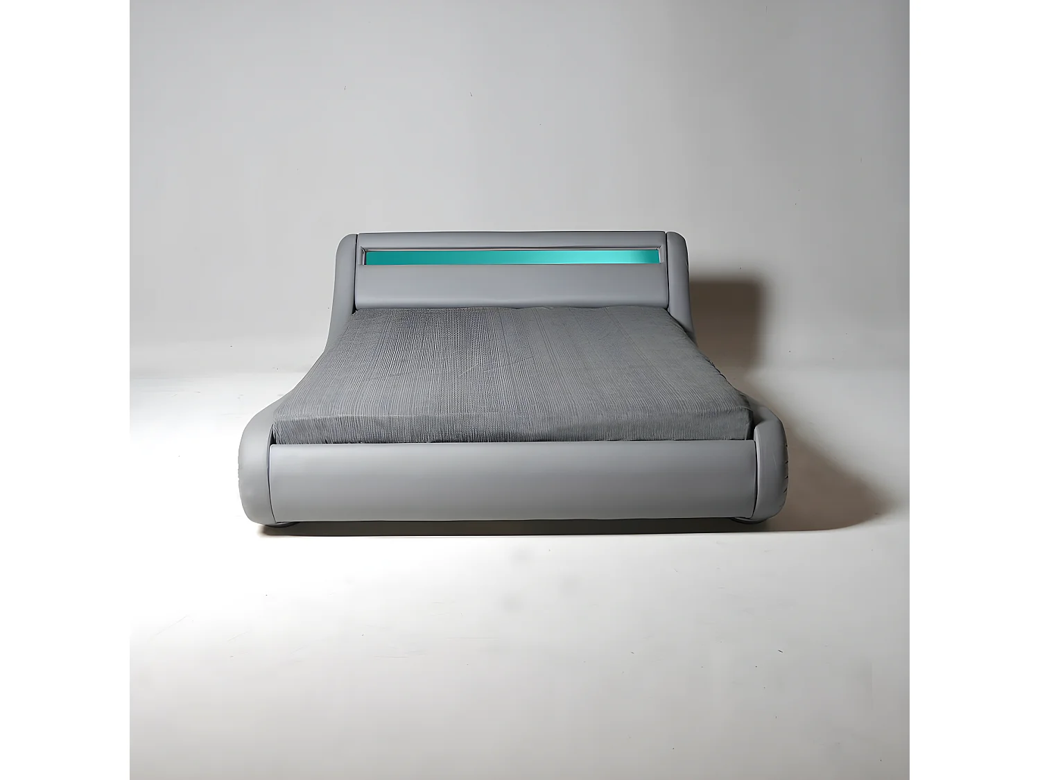 Lit WAVE 160x200 LEDS intégrées + 1 sommier / Gris