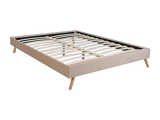 Lit BOREA 160x200 tissu + 1 sommier / Beige