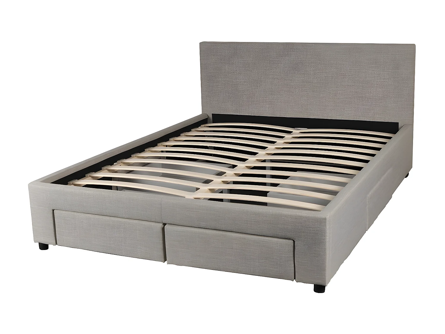 Lit LUGANO 140x190 + 1 sommier + 4 tiroirs / Gris clair