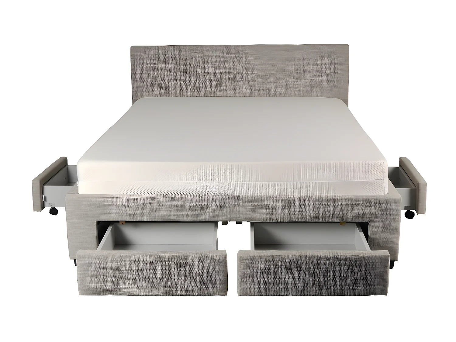 Lit LUGANO 140x190 + 1 sommier + 4 tiroirs / Gris clair