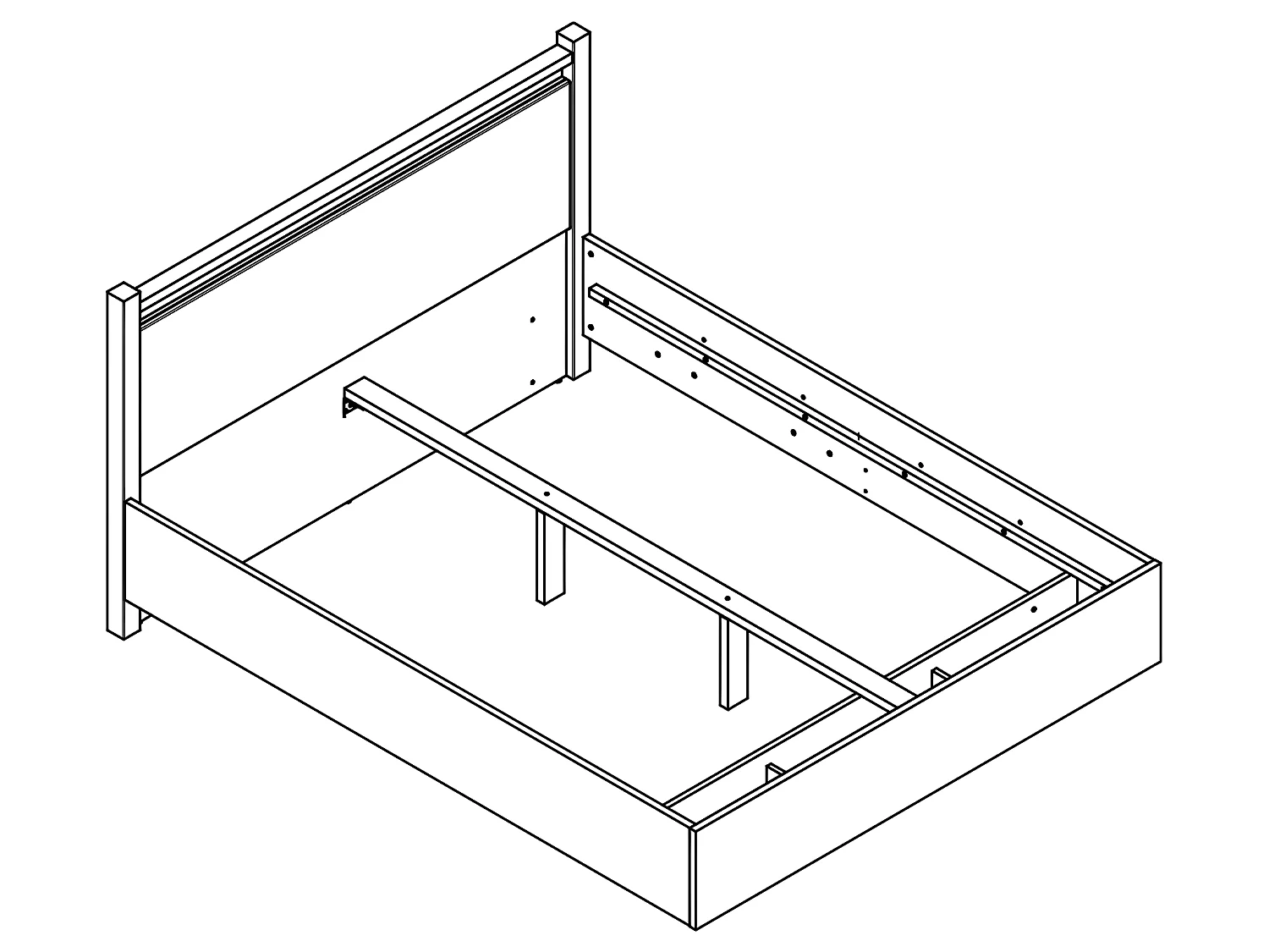 Cama de casal Helios branco e madeira 160x200