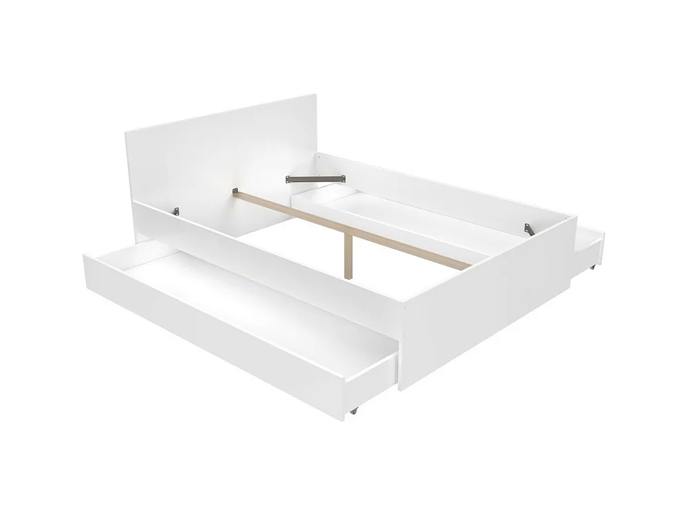 Lit OSLO 140x190 + 2 tiroirs / Blanc