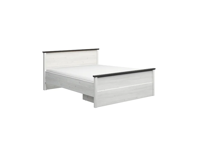 Lit 160x200 Duck Blanc et Bois foncé