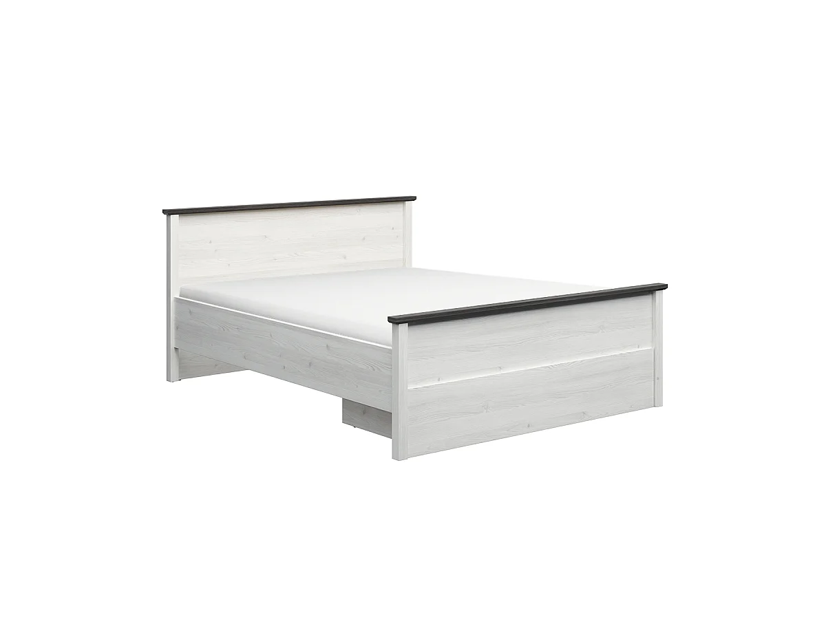 Eend 160x200 bed in wit en donker hout