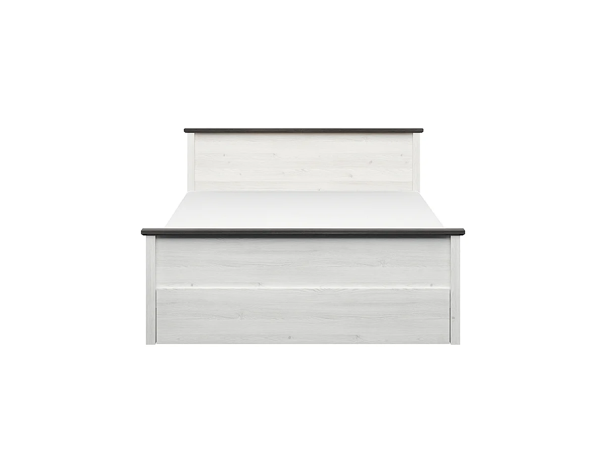 Eend 160x200 bed in wit en donker hout