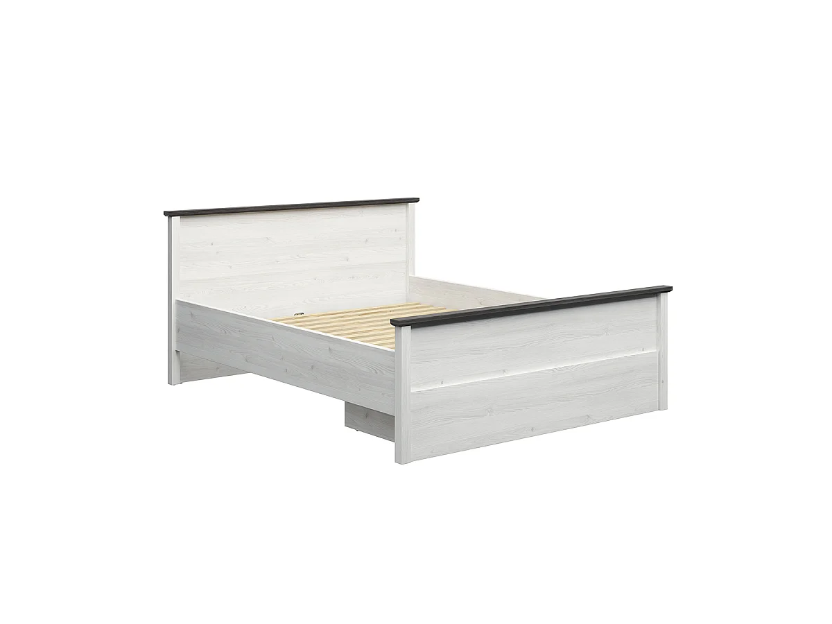 Eend 160x200 bed in wit en donker hout