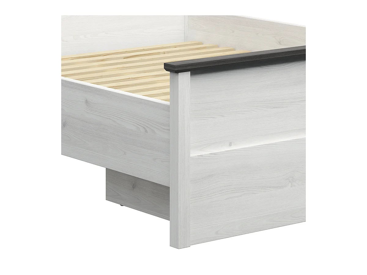 Eend 160x200 bed in wit en donker hout