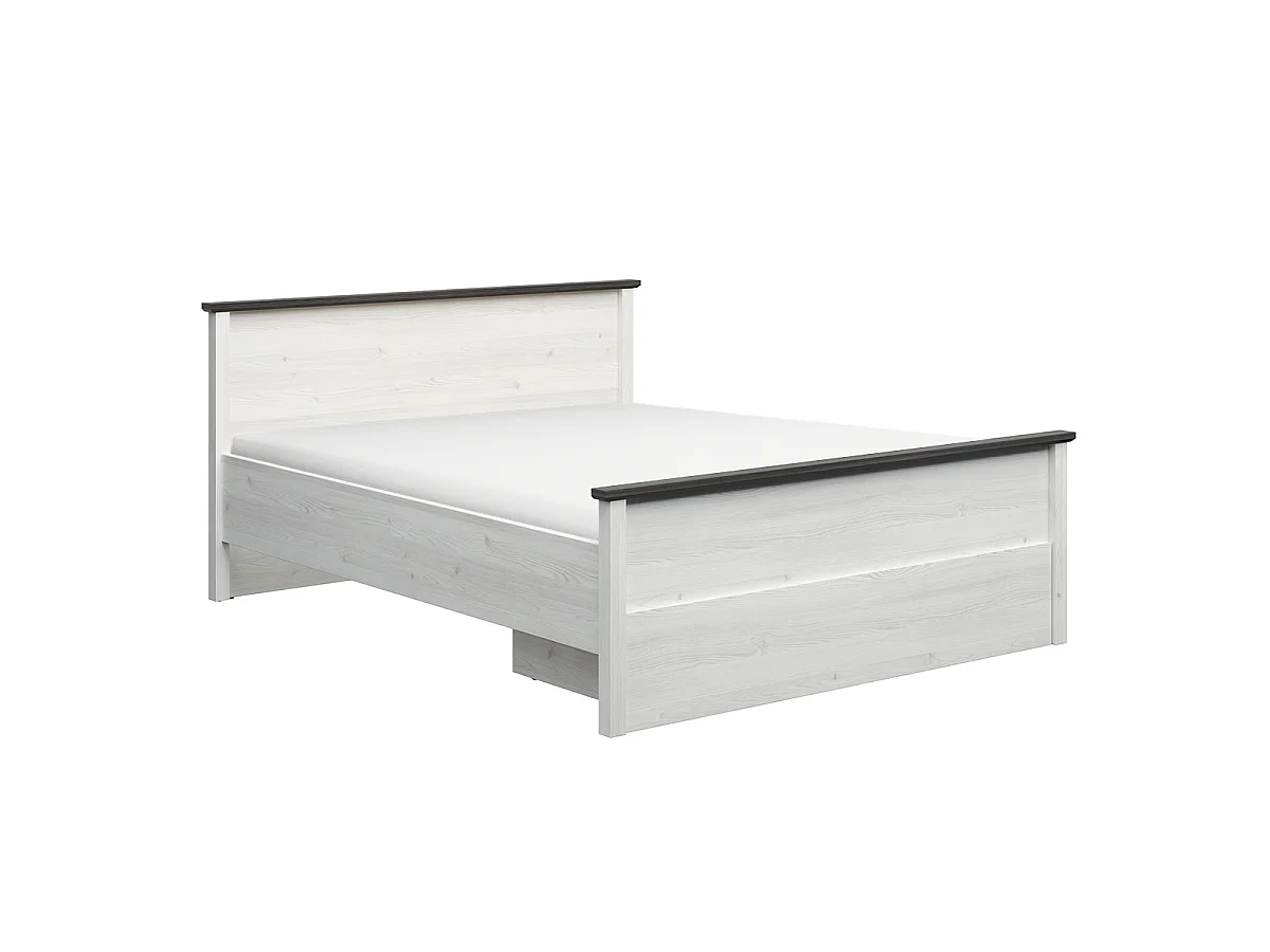 Eend 160x200 bed in wit en donker hout