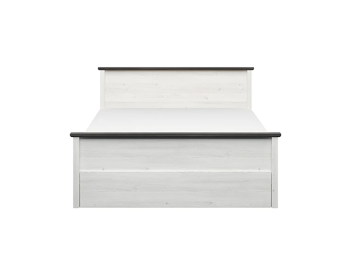 Eend 160x200 bed in wit en donker hout