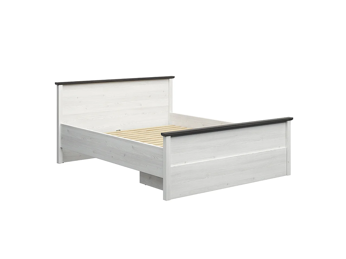 Eend 160x200 bed in wit en donker hout